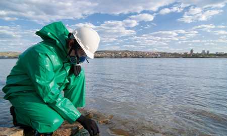 Person gathering water samples