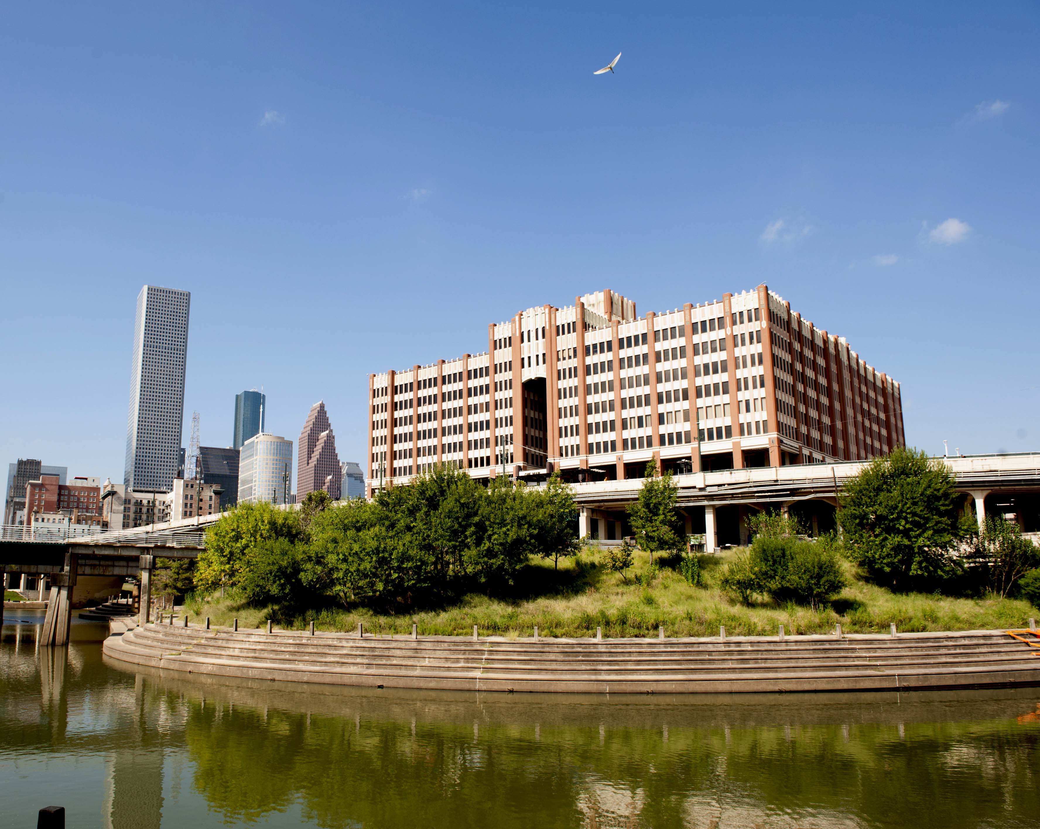 UHD one main building from east Buffalo Bayou