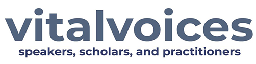 vitalvoices logo, speakers, scholars, and pracitioners, vitalvoices logo, speakers, scholars, and pracitioners,