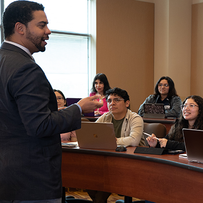 presenter classroom presentation with students