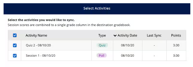 Select activities