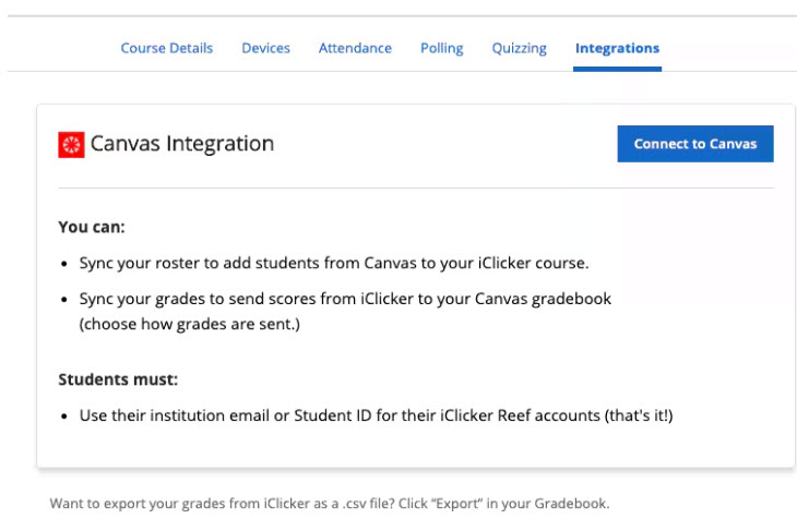 locate intergrations tab in iclicker