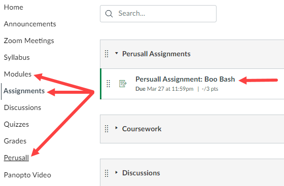 Click the Perusall link in your Canvas Course