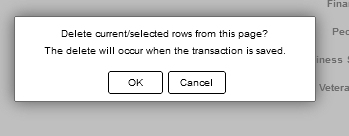Confirm Deleting rows message screen capture