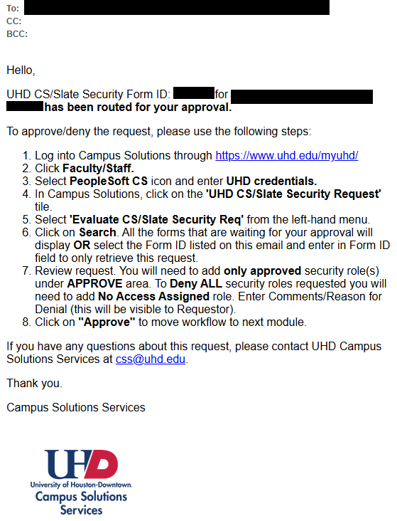 Modules Approval Notification email screen capture Modules Approval Notification email screen capture