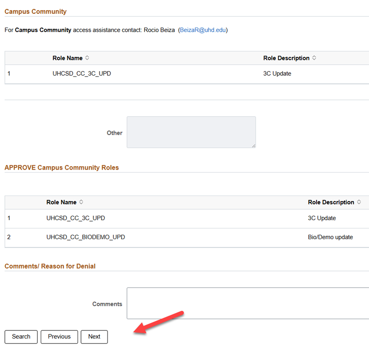 Review roles screen capture