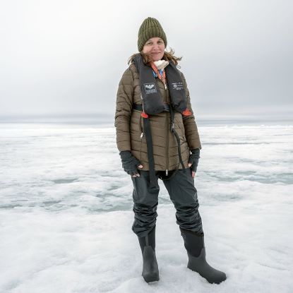 Kat Owens in an artic landscape.