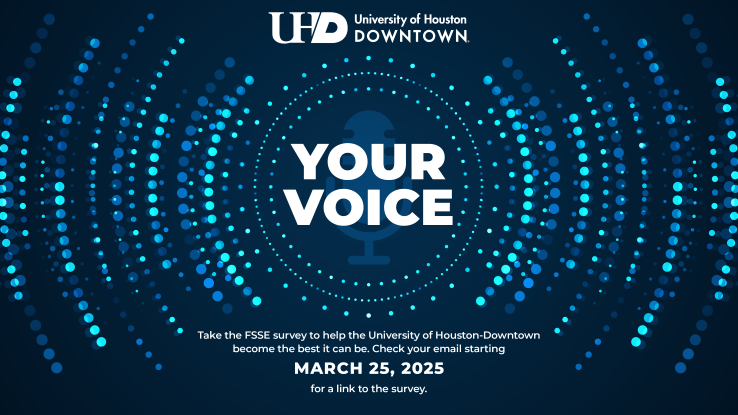 UHD logo and a microphone emitting sound waves with the words Your Voice overlaid.