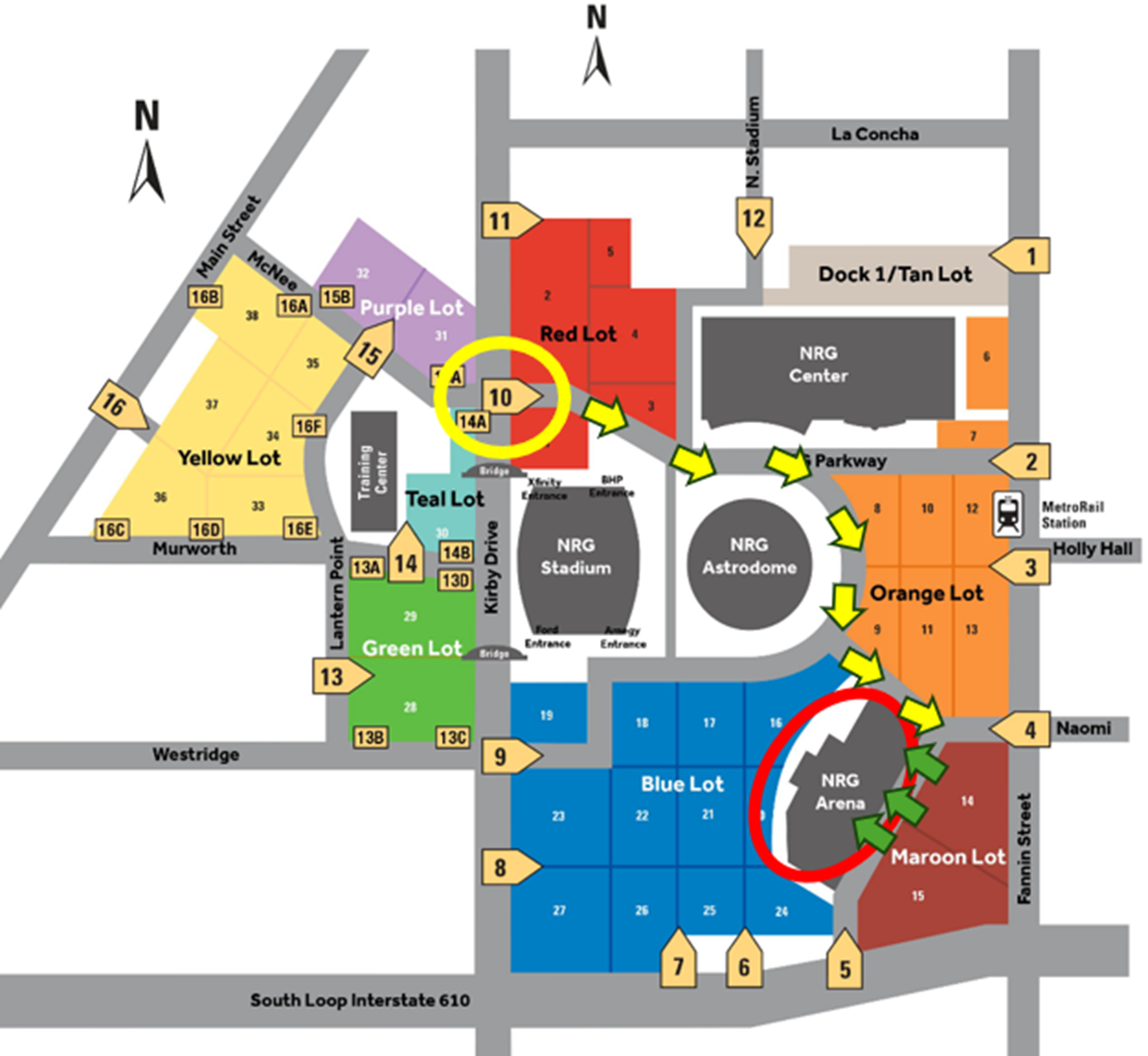 NRG Parking Map