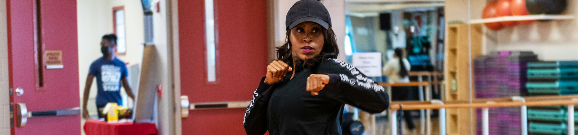 woman in a fighting stance