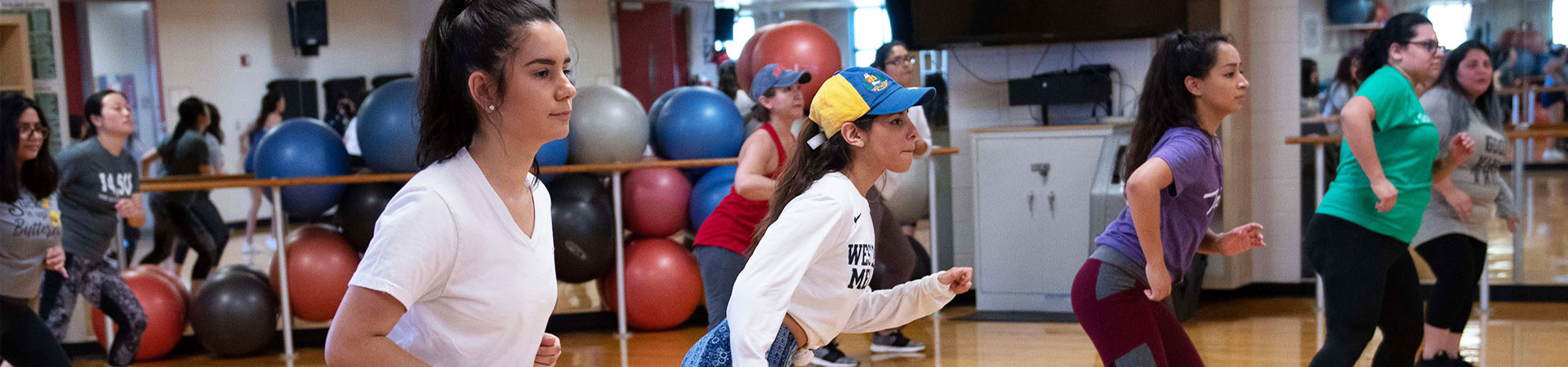 group of women doing Zumba
