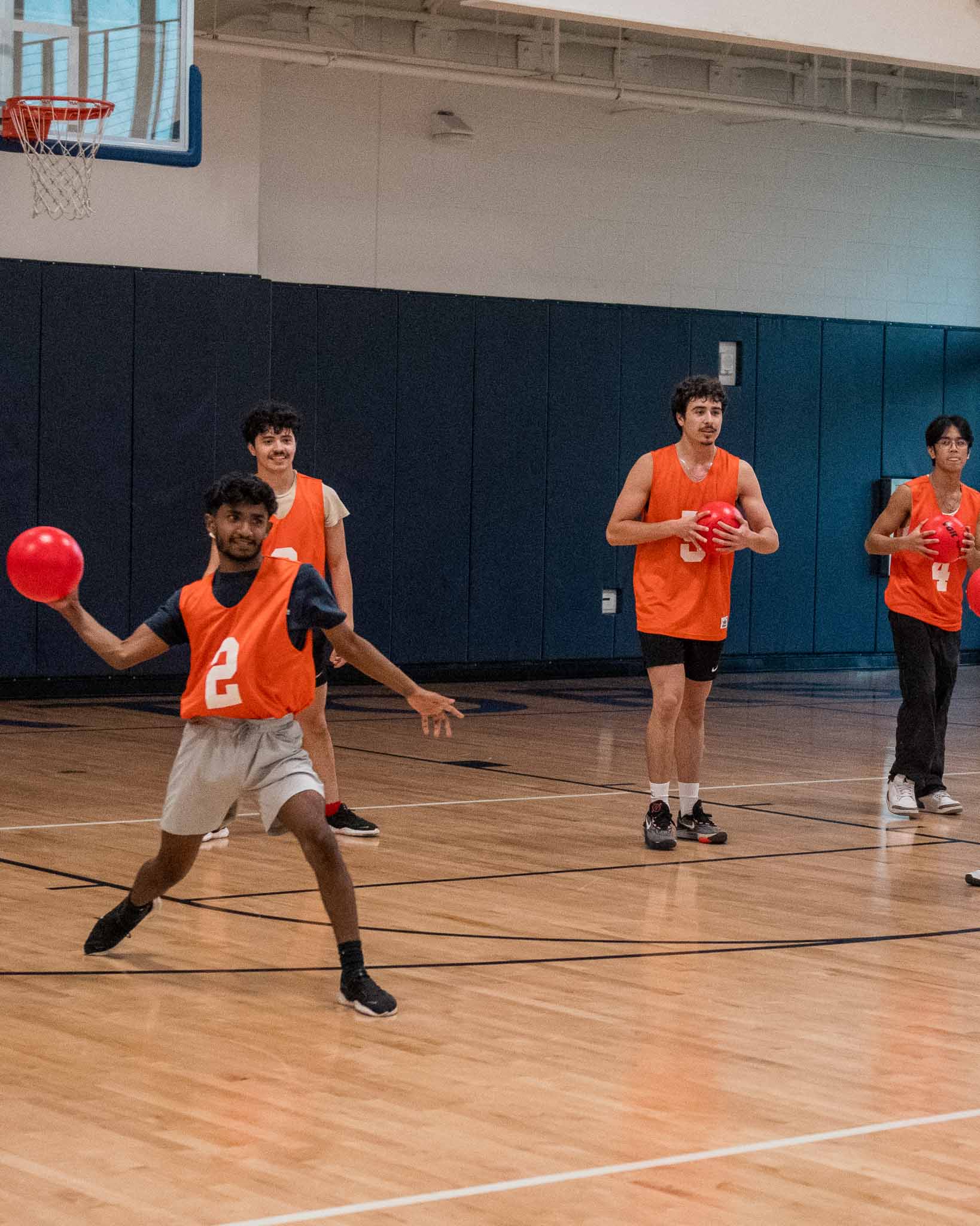 Students playing dodgeball 