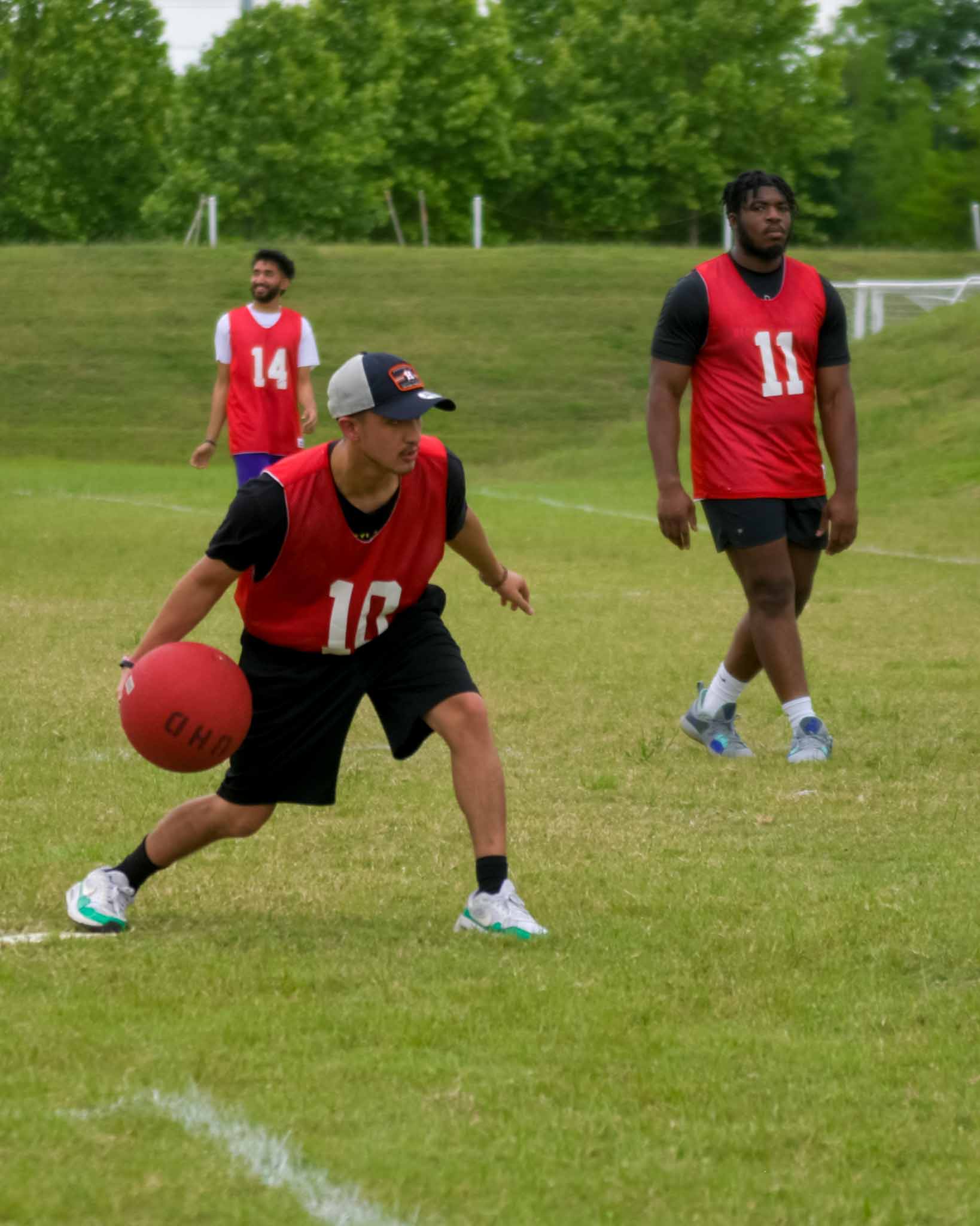 Students playing kickball