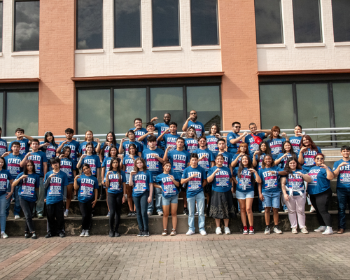 2025 summer bridge program cohort wear university of houston downtown summer bridge t-shirts at the university of houston downtown